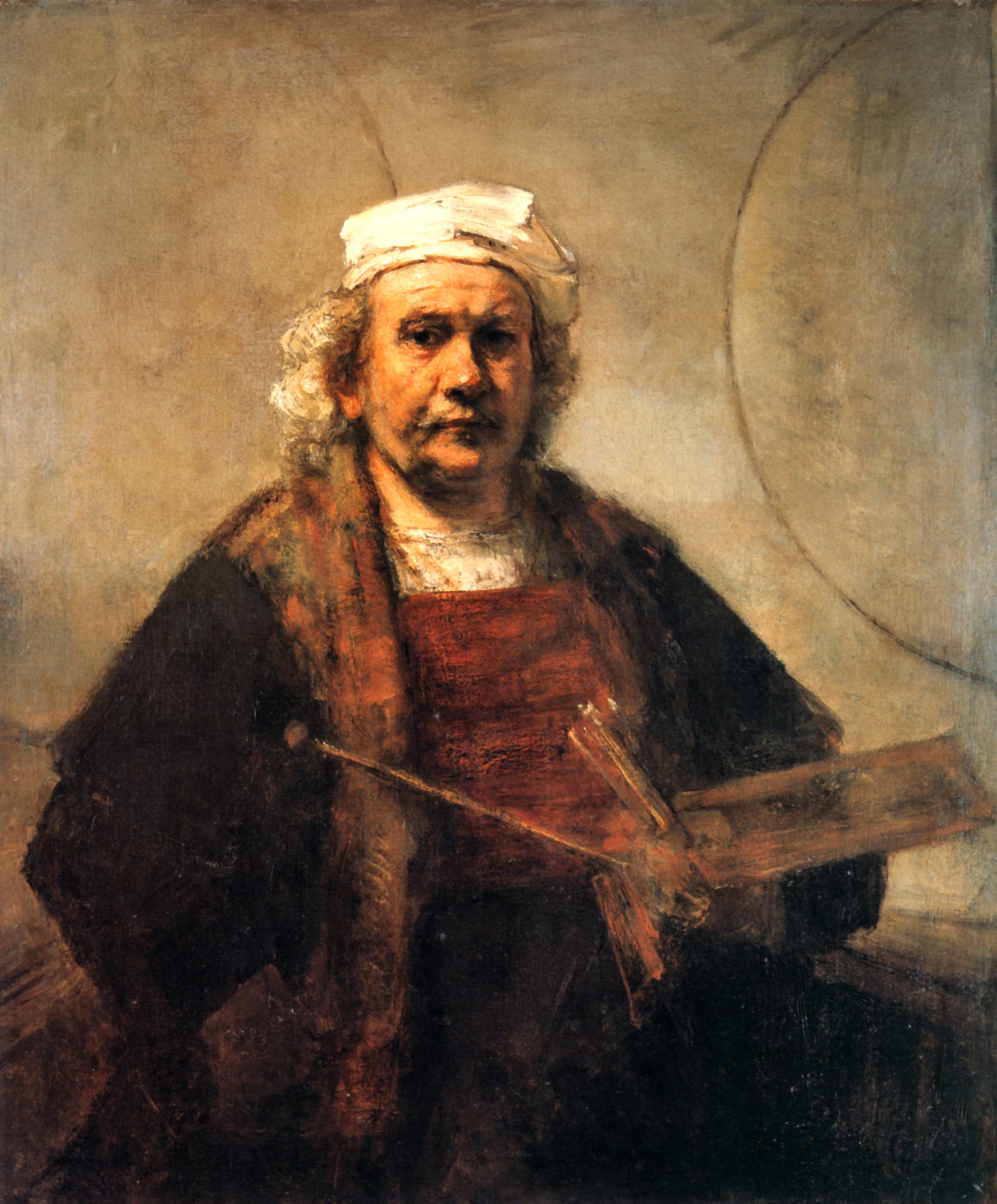 Rembrandt van Rijn: Selbstportrait mit zwei Kreisen, 1665-1669
